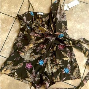 Sandro Paris 3 Fits M - L Silk Tie Printed Romper